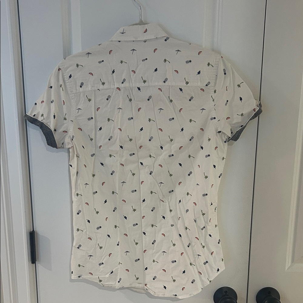 Free Planet Cream Patterned Casual Shirt - Picture 6 of 6
